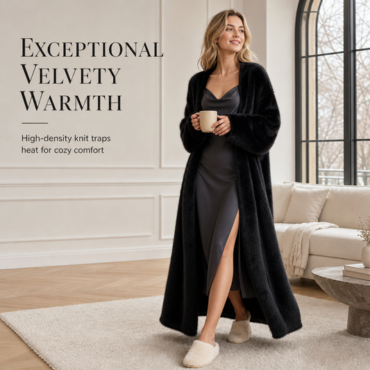 Women's Faux Mink Knit Cardigan | Cozy Long Fleece Sweater Coat