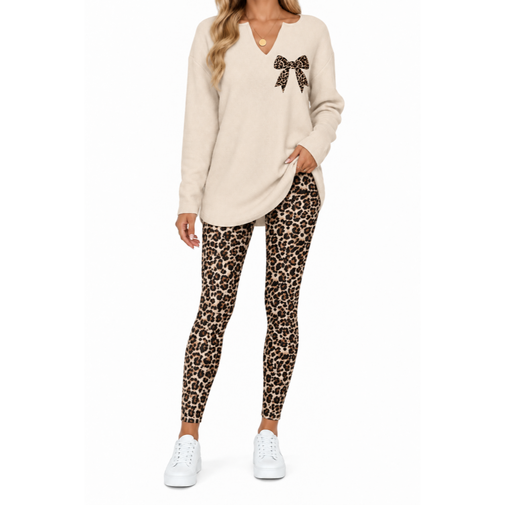💝💝Women's 2-Piece Lounge Set – Long Sleeve Top & Plaid Leggings