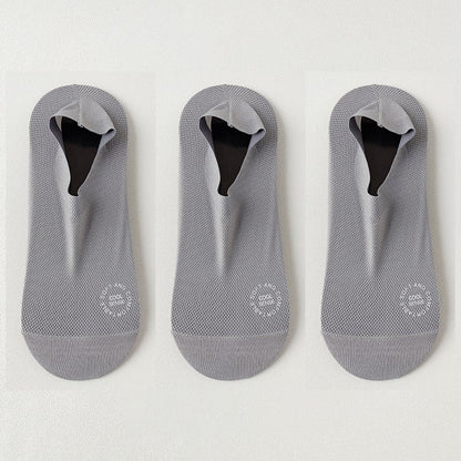 No-Show Anti-Slip Socks 3-Pack – Breathable Combed Cotton, Silicone Grips