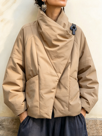 💝💝Contemporary Draped Asymmetric Puffer Jacket