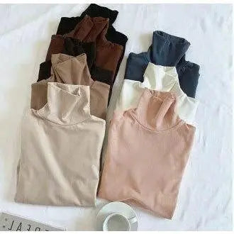 💚Women's 5-Piece Modal Fabric Turtleneck Shirt Set - Slim Fit Long Sleeve Casual Tops