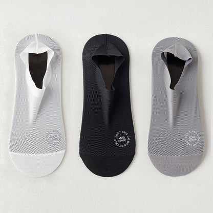 No-Show Anti-Slip Socks 3-Pack – Breathable Combed Cotton, Silicone Grips