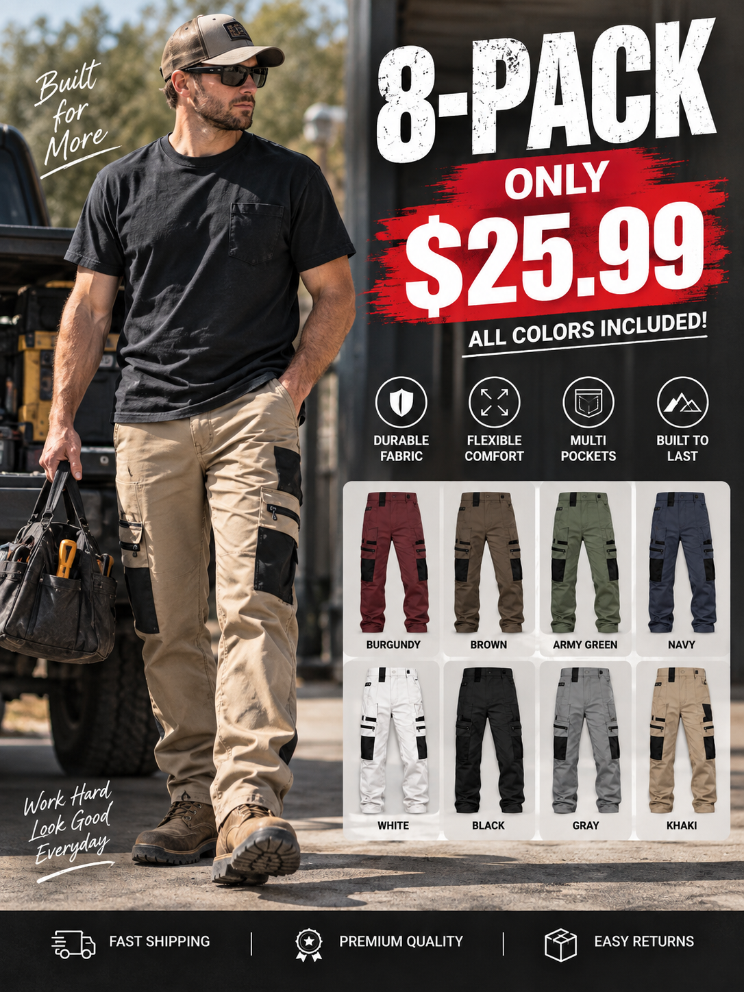 💚Men's Loose-Fit Utility Work Pants🔥All Colors Included