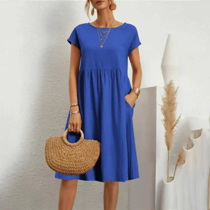 Tessie Floral Midi Dress — Cap Sleeve Women's A-Line Dress