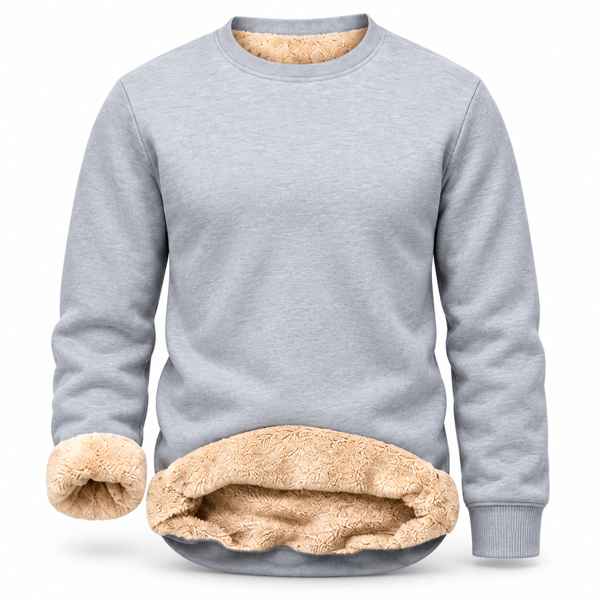 💚Men's Fitted Crewneck Fleece Lined Sweatshirt, Wind Resistant Polyester Athletic Pullover, Casual Fashion Active Tops