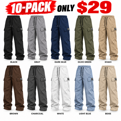 💝💝 BLACK FRIDAY SALE 🔥Men's cargo pants, solid-color casual loose-fit cargo trousers.