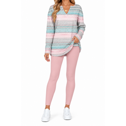💝💝Women's 2-Piece Lounge Set – Long Sleeve Top & Plaid Leggings