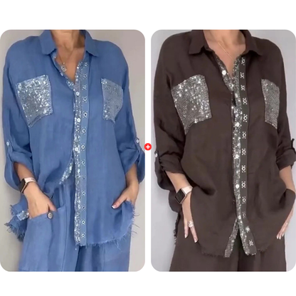 The Stella Set – A Sequin Top & Wide-Leg Pants Duo That Steals The Spotlight