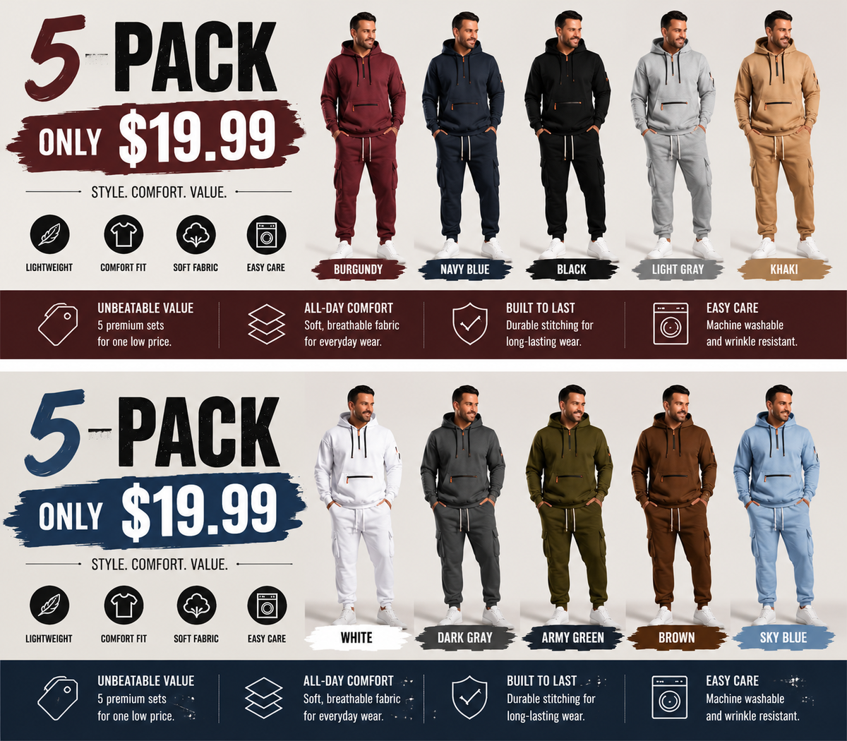 💚Men's 2-Piece Activewear Set with Fleece Lining for Winter