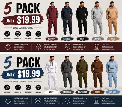 💚Men's 2-Piece Activewear Set with Fleece Lining for Winter