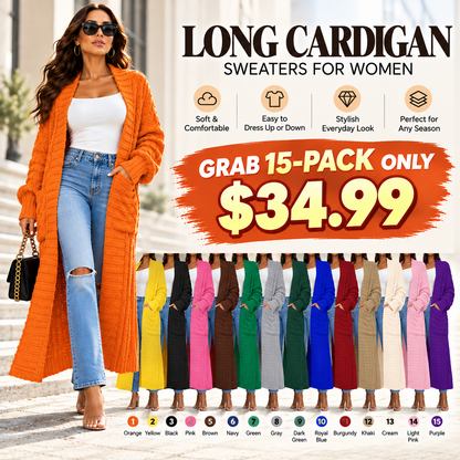 💝💝Women's Long Cardigan 2026 Oversized Coat Long Sleeve Open Cardigan Knitted Extra