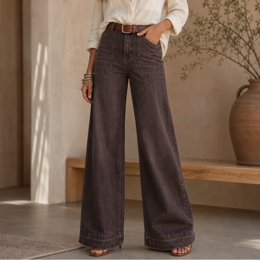 💚Wearbella – High Waisted Wide Leg Stretch Denim