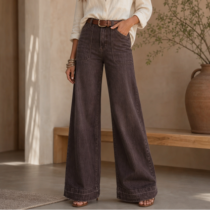 💚Wearbella – High Waisted Wide Leg Stretch Denim