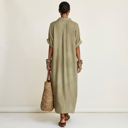 Women's Black & White Maxi Shirt Dress