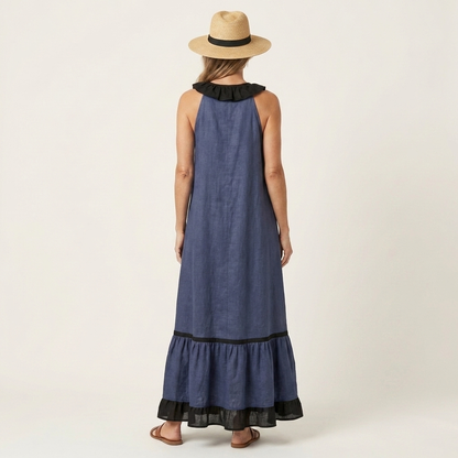 Women's Ruffle Trim Maxi Dress