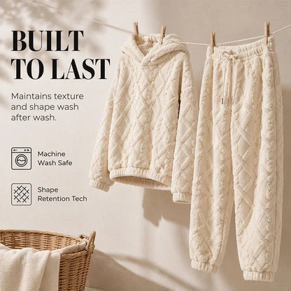 💝💝Textured Fleece-Look Hoodie And Pants Set