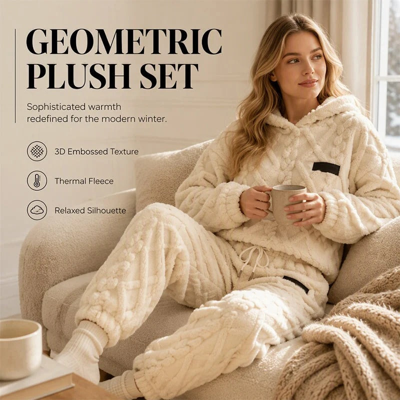 💝💝Textured Fleece-Look Hoodie And Pants Set