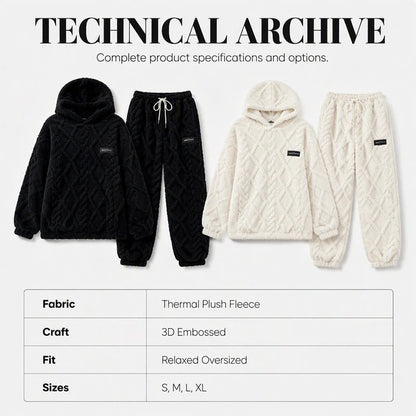 💝💝Textured Fleece-Look Hoodie And Pants Set