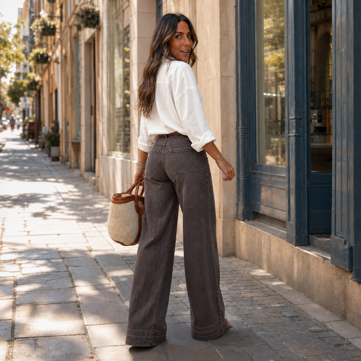 💚Wearbella – High Waisted Wide Leg Stretch Denim