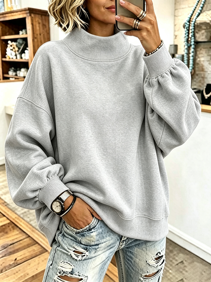 💝💝Cozy Pink High-neck Oversized Sweatshirt