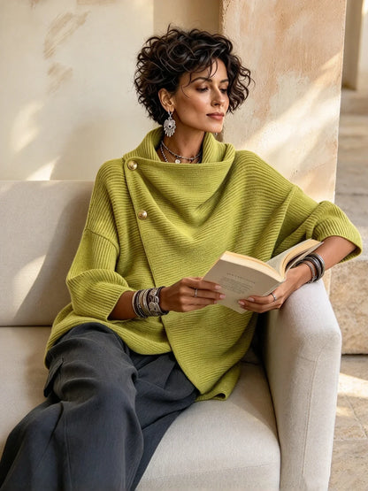💝💝Relaxed Chic Knitted Asymmetric Button-up Top