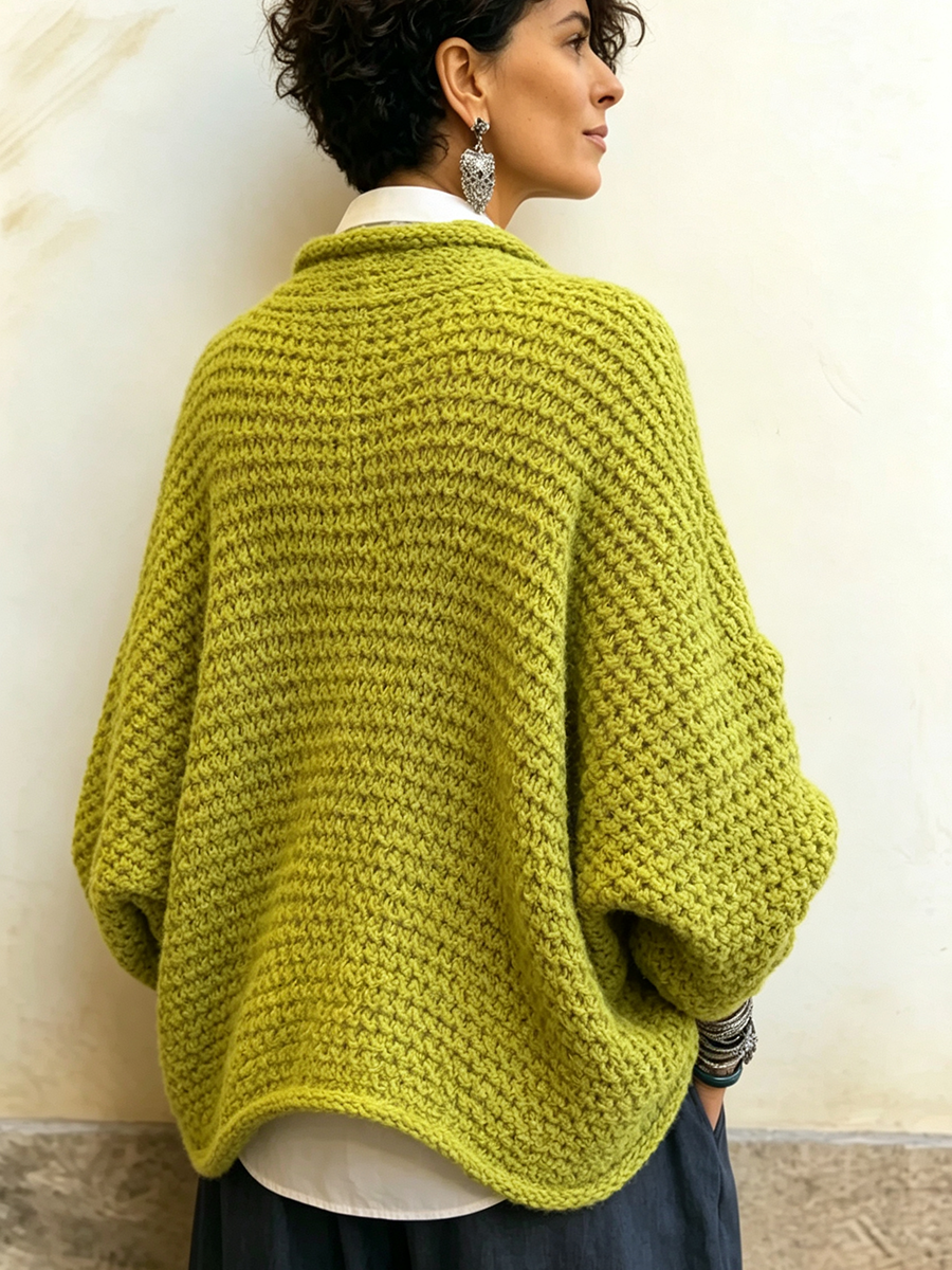 💝💝Cozy Relaxed Batwing Sleeves Crossover V-neck Sweater