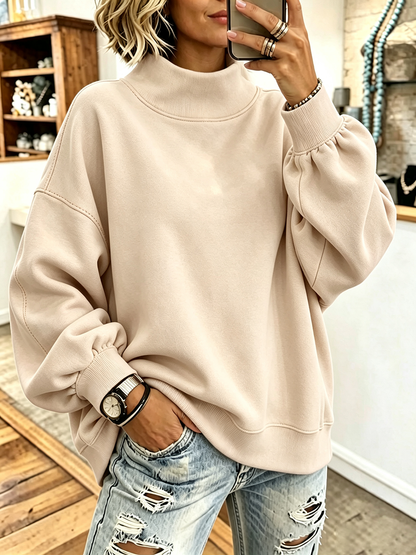 💝💝Cozy Pink High-neck Oversized Sweatshirt
