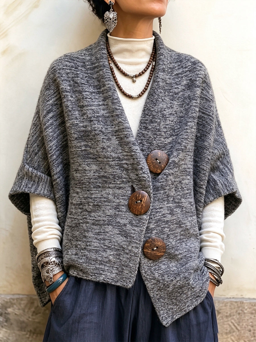💝💝Chic Oversized Button-Front Knit Cape