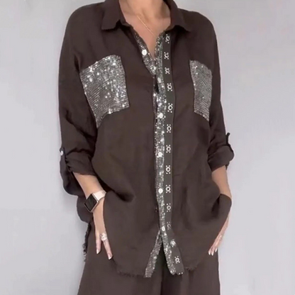 The Stella Set – A Sequin Top & Wide-Leg Pants Duo That Steals The Spotlight