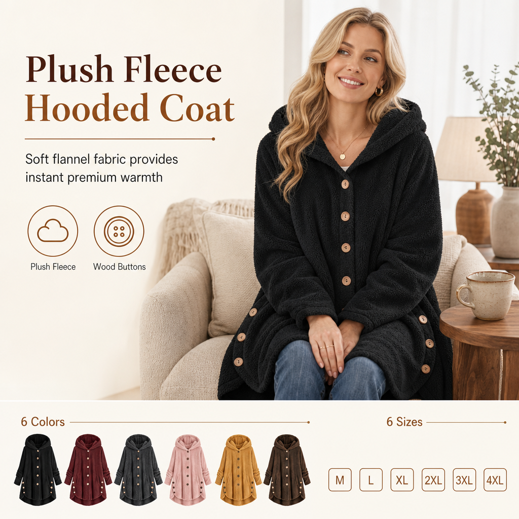 Women's Asymmetrical Button Plush Fuzzy Fleece Coat | Cozy Soft Winter Jacket