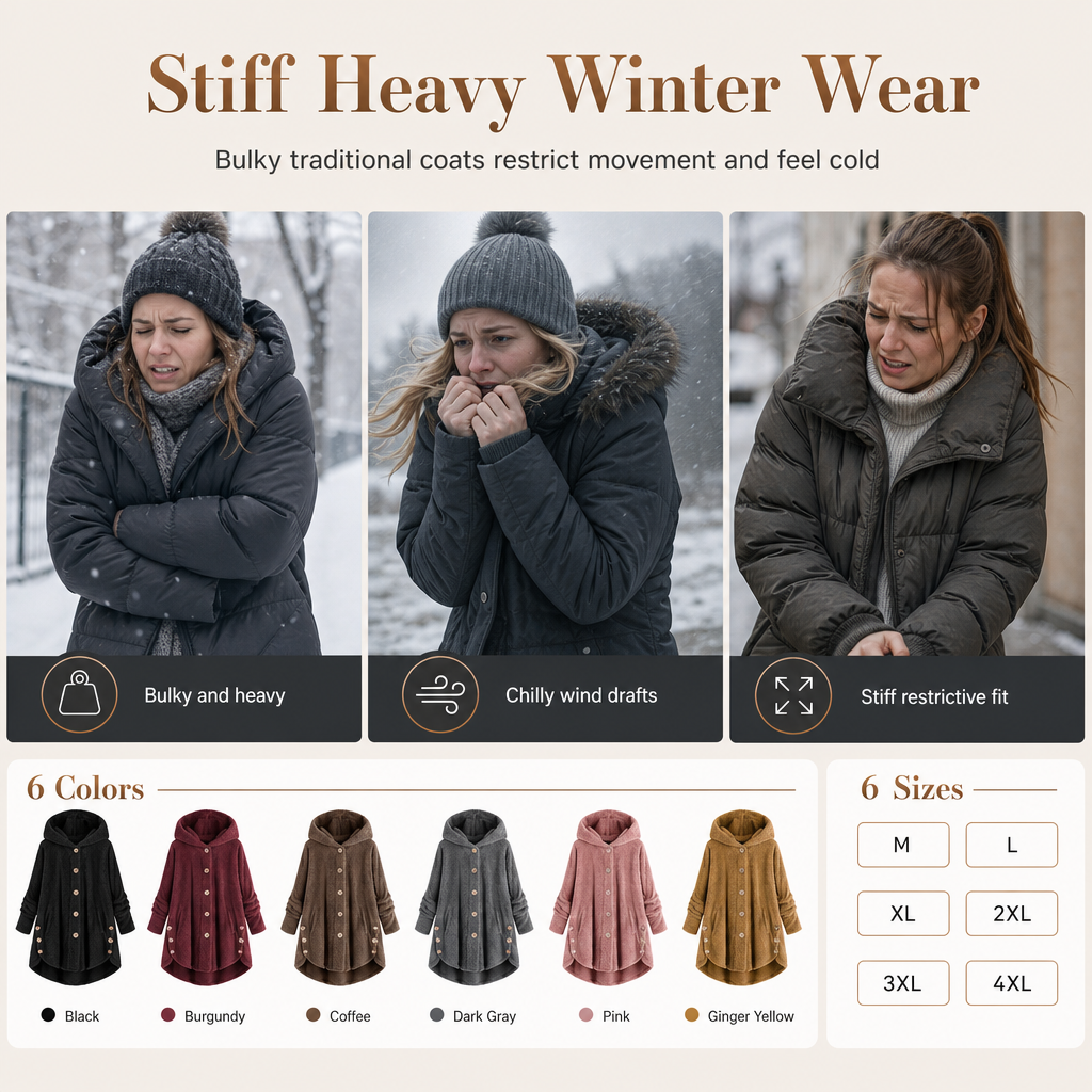 Women's Asymmetrical Button Plush Fuzzy Fleece Coat | Cozy Soft Winter Jacket