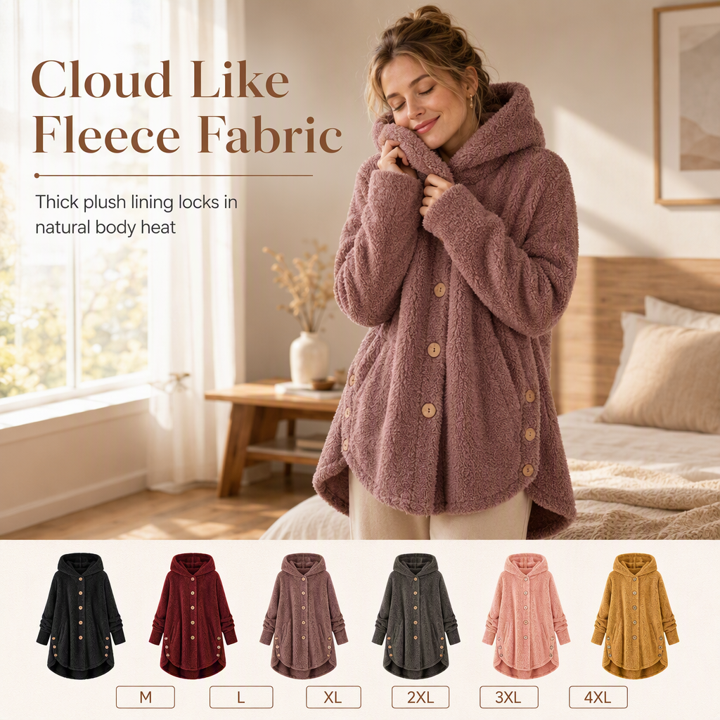 Women's Asymmetrical Button Plush Fuzzy Fleece Coat | Cozy Soft Winter Jacket
