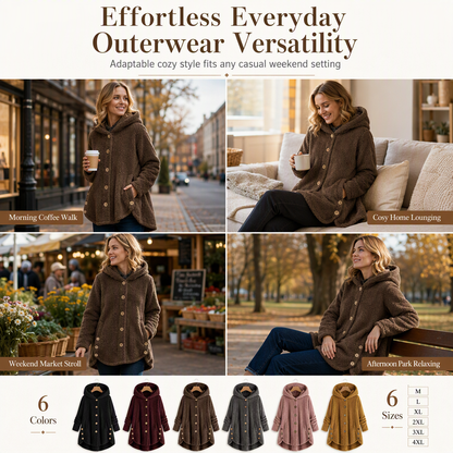 Women's Asymmetrical Button Plush Fuzzy Fleece Coat | Cozy Soft Winter Jacket
