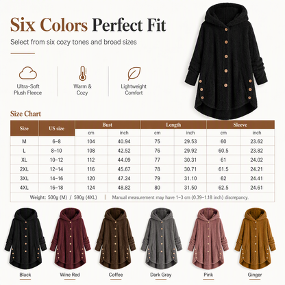 Women's Asymmetrical Button Plush Fuzzy Fleece Coat | Cozy Soft Winter Jacket