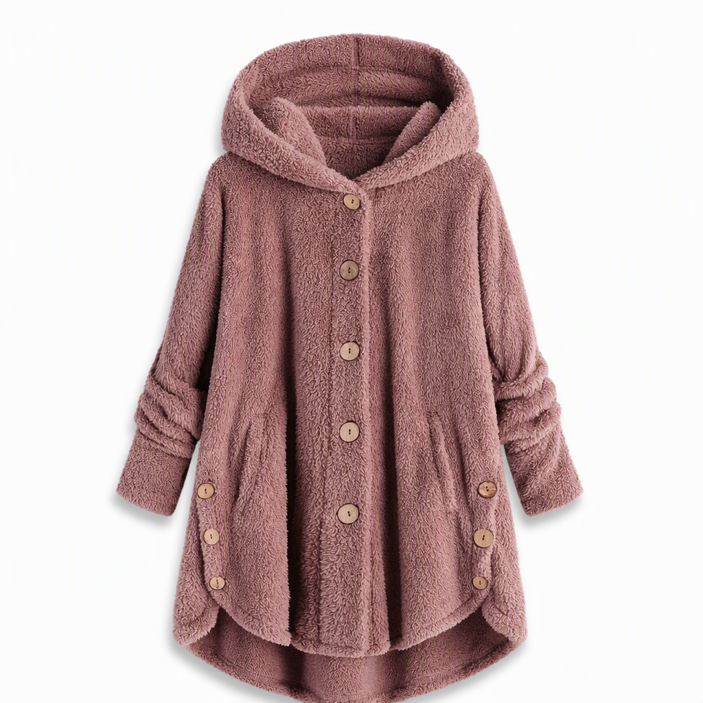 Women's Asymmetrical Button Plush Fuzzy Fleece Coat | Cozy Soft Winter Jacket