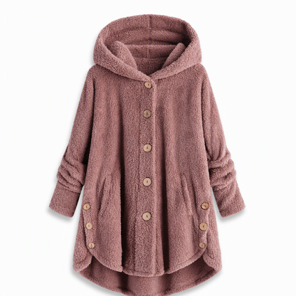 Women's Asymmetrical Button Plush Fuzzy Fleece Coat | Cozy Soft Winter Jacket