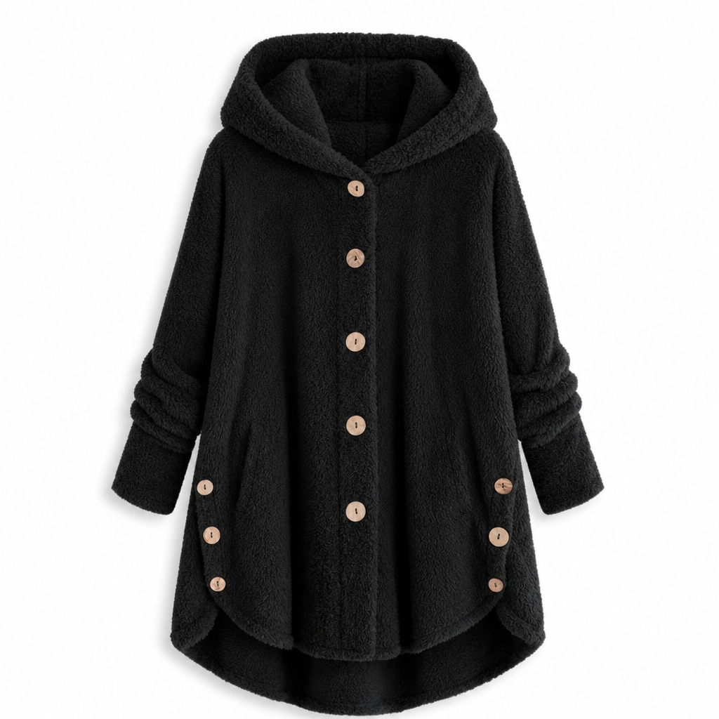 Women's Asymmetrical Button Plush Fuzzy Fleece Coat | Cozy Soft Winter Jacket
