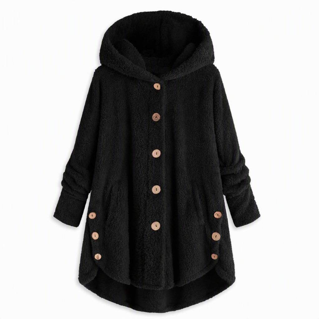 Women's Asymmetrical Button Plush Fuzzy Fleece Coat | Cozy Soft Winter Jacket