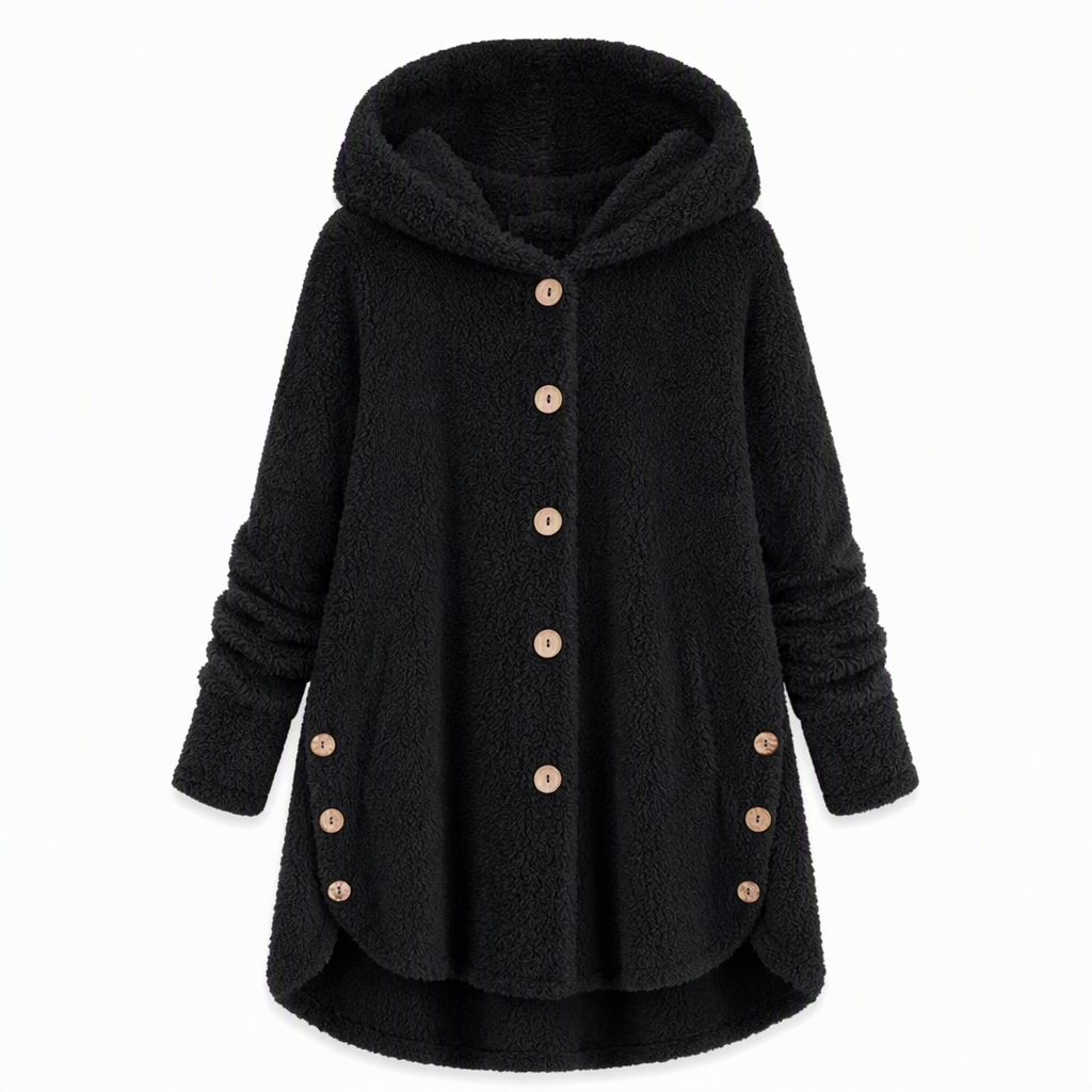 Women's Asymmetrical Button Plush Fuzzy Fleece Coat | Cozy Soft Winter Jacket