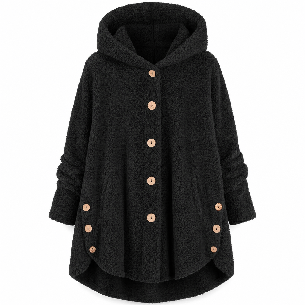 Women's Asymmetrical Button Plush Fuzzy Fleece Coat | Cozy Soft Winter Jacket