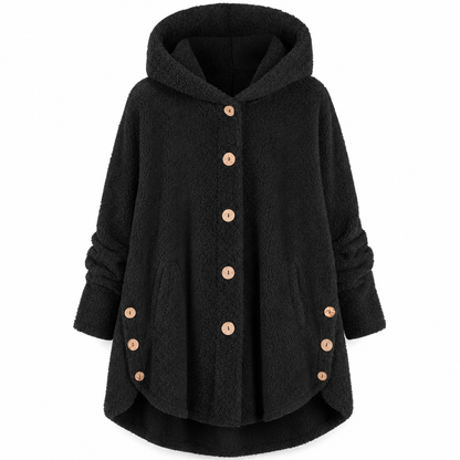 Women's Asymmetrical Button Plush Fuzzy Fleece Coat | Cozy Soft Winter Jacket