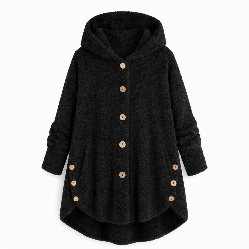Women's Asymmetrical Button Plush Fuzzy Fleece Coat | Cozy Soft Winter Jacket