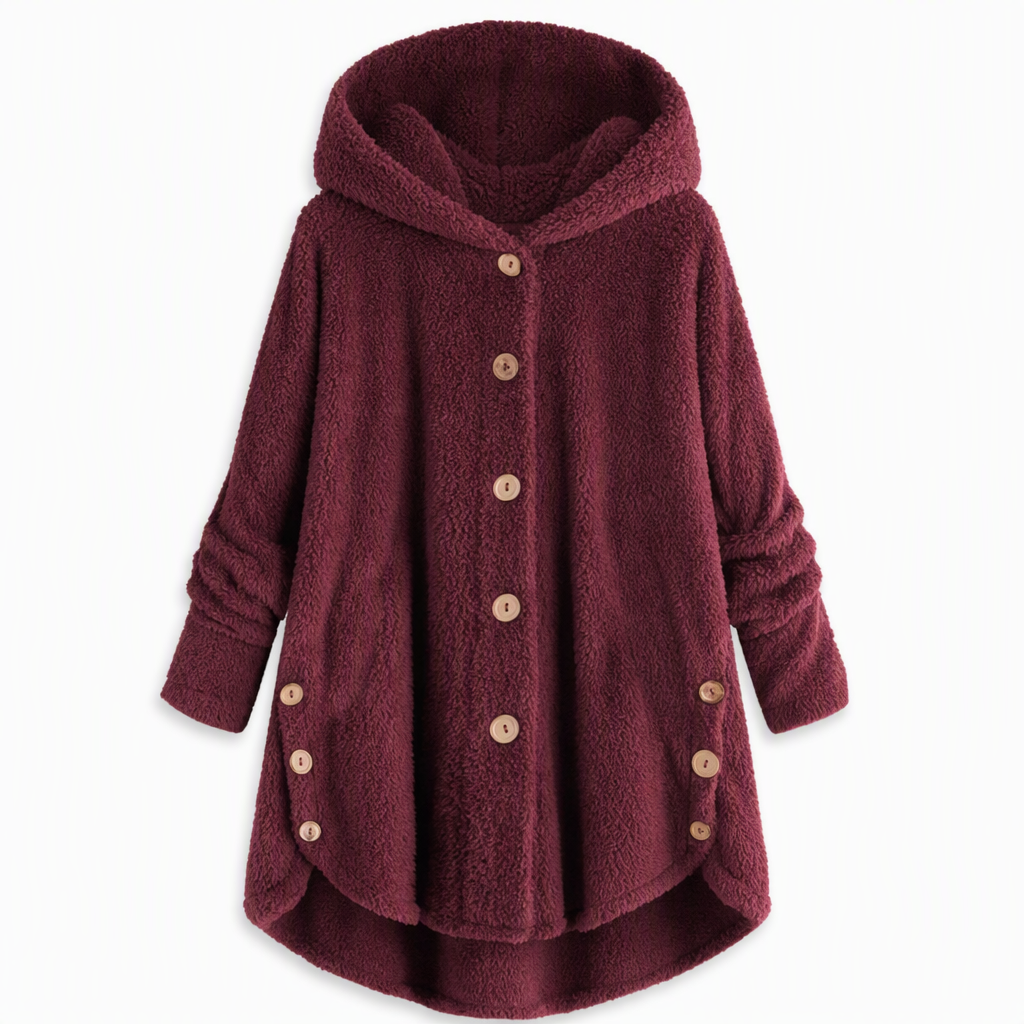 Women's Asymmetrical Button Plush Fuzzy Fleece Coat | Cozy Soft Winter Jacket
