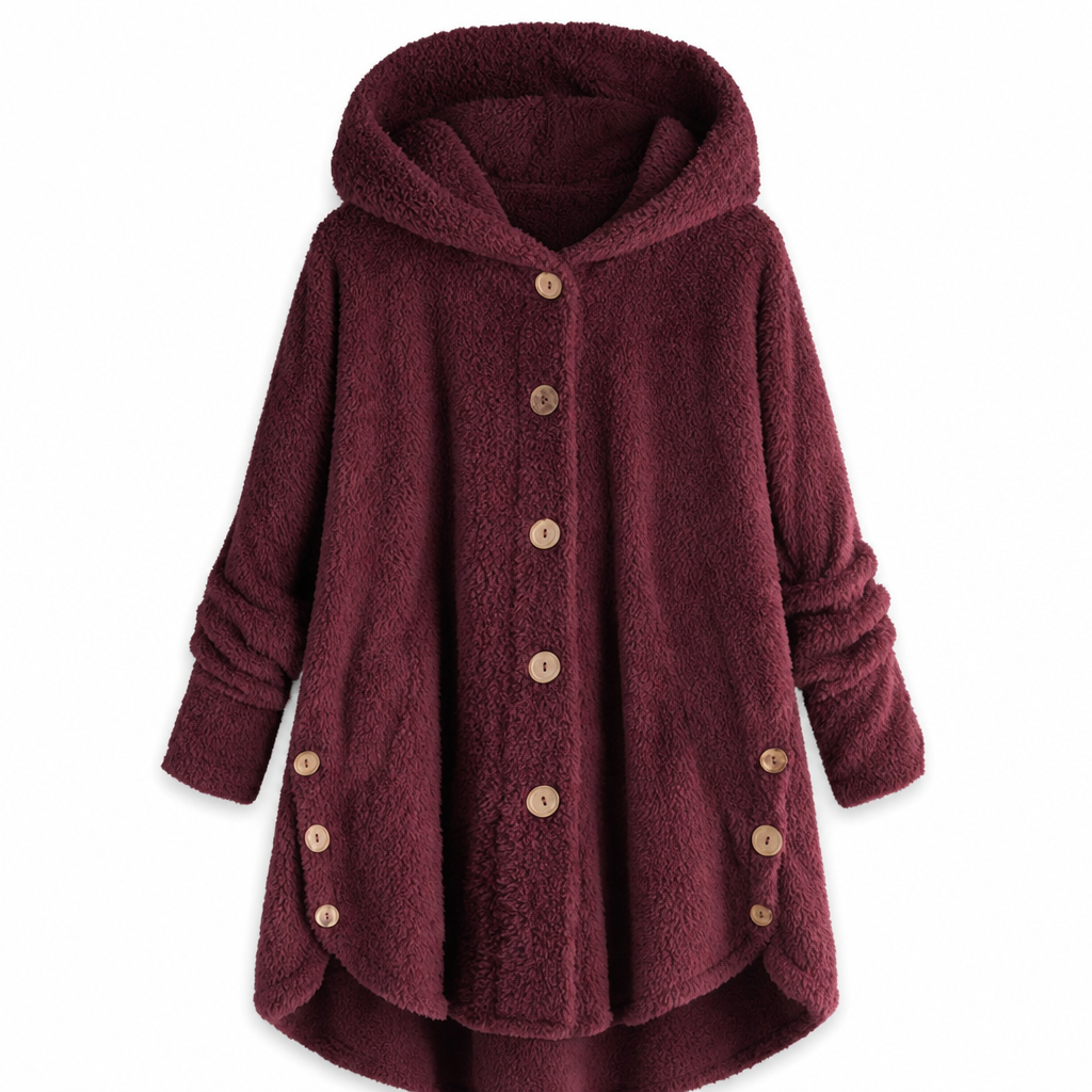 Women's Asymmetrical Button Plush Fuzzy Fleece Coat | Cozy Soft Winter Jacket