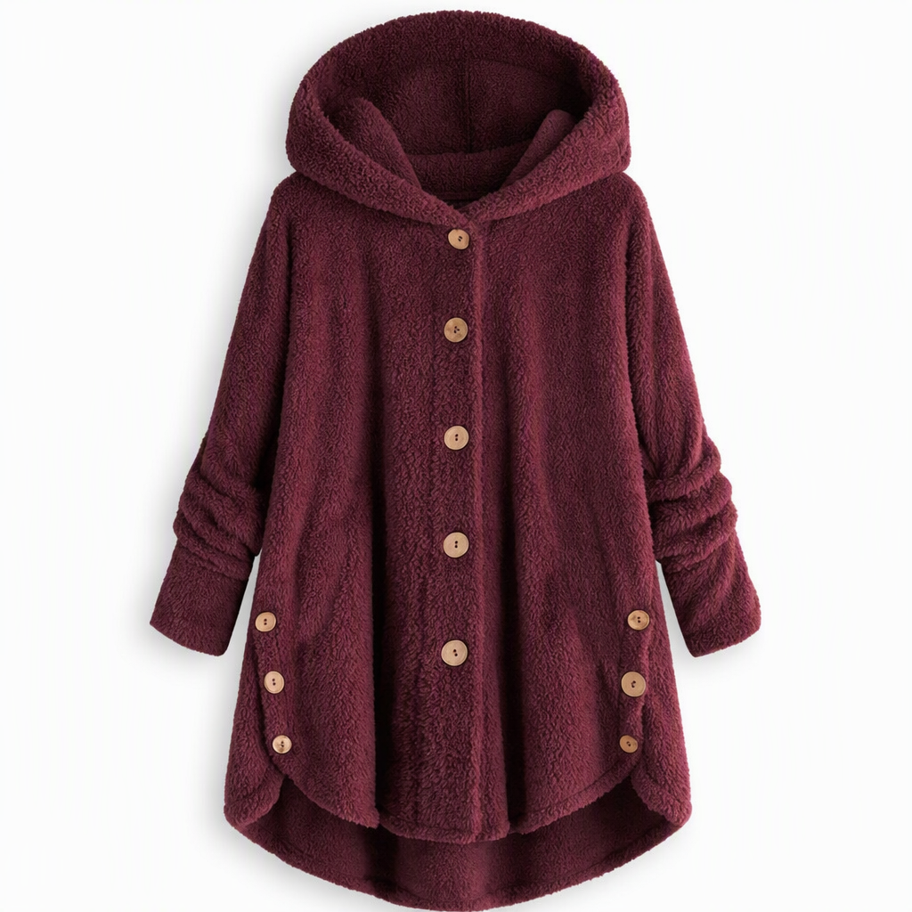 Women's Asymmetrical Button Plush Fuzzy Fleece Coat | Cozy Soft Winter Jacket