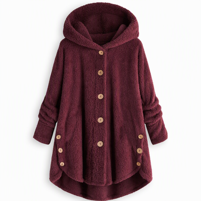 Women's Asymmetrical Button Plush Fuzzy Fleece Coat | Cozy Soft Winter Jacket