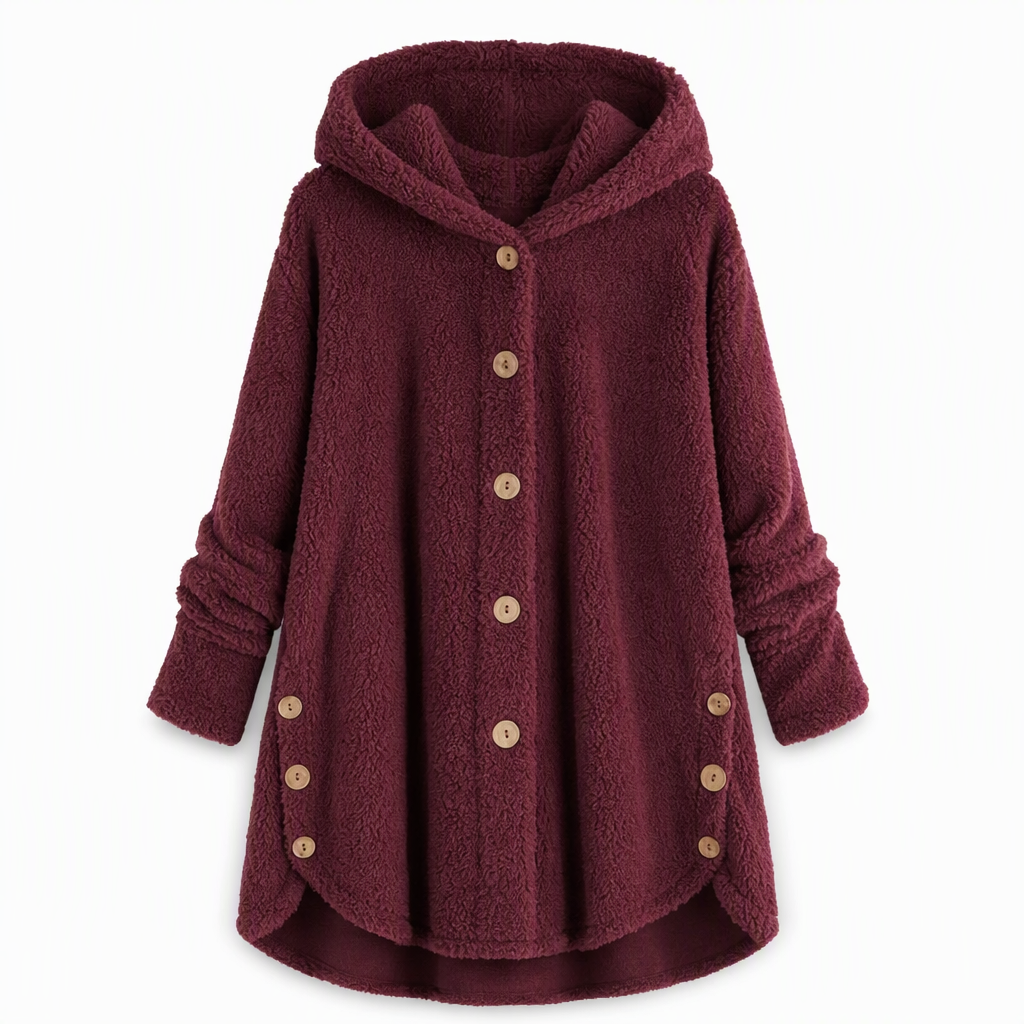 Women's Asymmetrical Button Plush Fuzzy Fleece Coat | Cozy Soft Winter Jacket