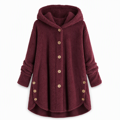 Women's Asymmetrical Button Plush Fuzzy Fleece Coat | Cozy Soft Winter Jacket
