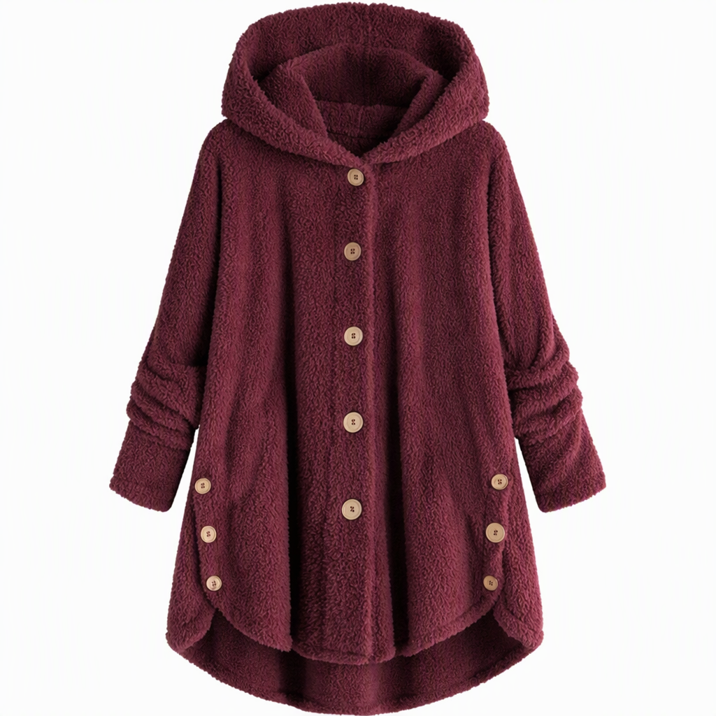Women's Asymmetrical Button Plush Fuzzy Fleece Coat | Cozy Soft Winter Jacket