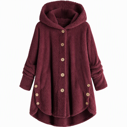Women's Asymmetrical Button Plush Fuzzy Fleece Coat | Cozy Soft Winter Jacket